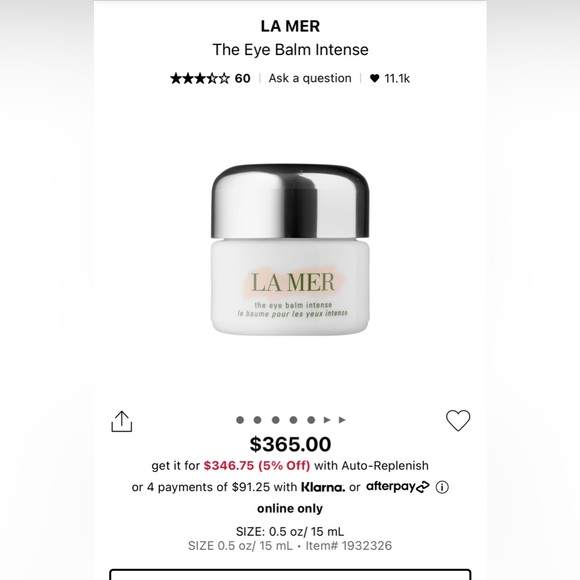 La Mer Eye Balm Intense 3ml - Picture 2 of 2